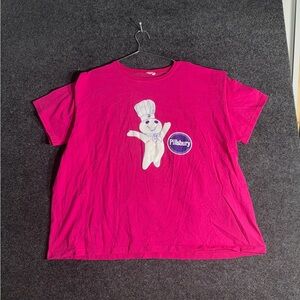 Vintage 90s Pillsbury Doughboy Promo T-Shirt Magenta Graphic Tee USA XL